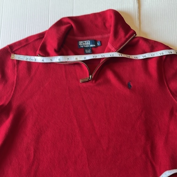 VTG-polo by Ralph Lauren-L-red-quarter zip, embroidered logo,long sleeve,sweater - Picture 11 of 14